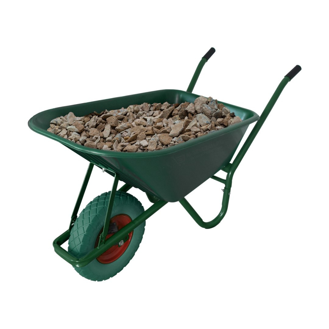 Zahradní kolečko 250 kg 100 l MÍSA PVC + PLNÉ ZELENÉ BEZDUŠOVÉ KOLO M17851